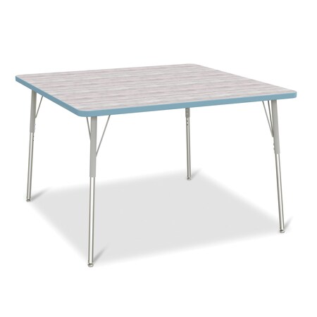 Jonti-Craft Berries Square Activity Table, 48 in. x 48 in., A-height, Driftwood Gray/Coastal Blue/Gray 6418JCA452